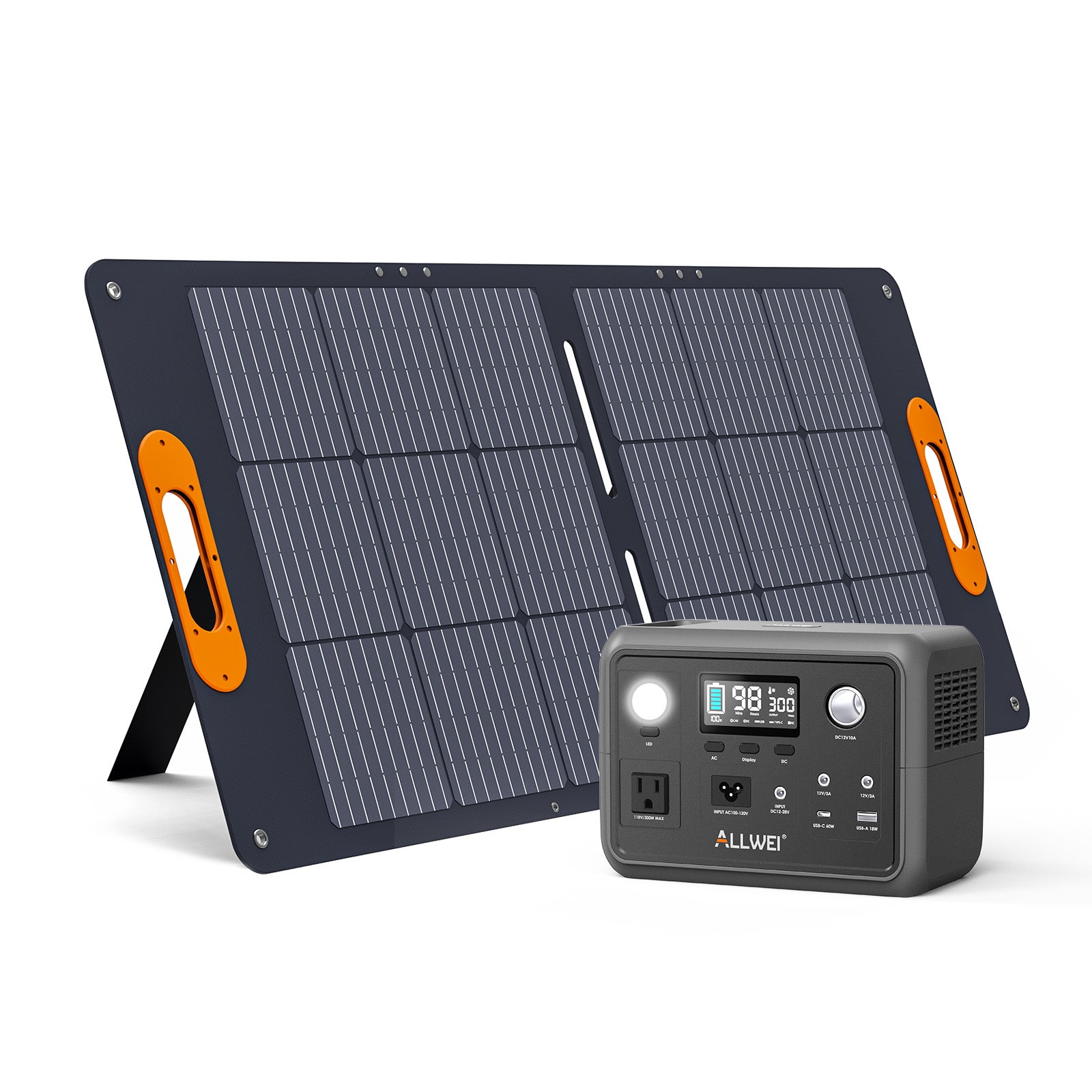 ALLWEI PPS300 Portable Power Station with 100W Solar Panel - 300W | 256Wh