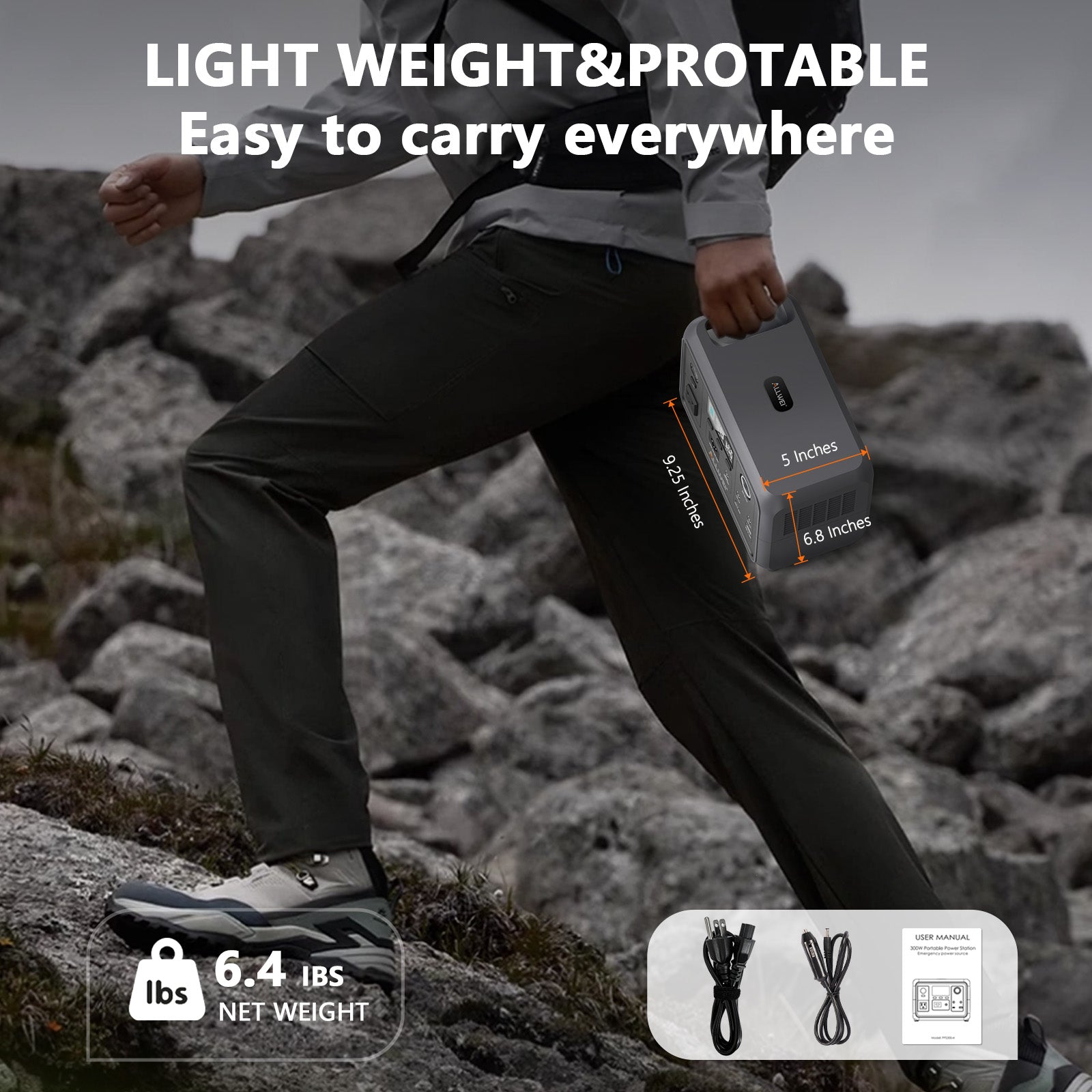 ALLWEI Portable Power Station - 300W | 256Wh (100W Solar Panel Optional)