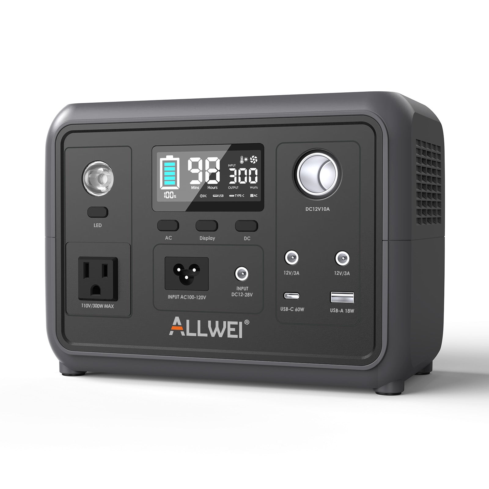 ALLWEI Portable Power Station - 300W | 256Wh (100W Solar Panel Optional)