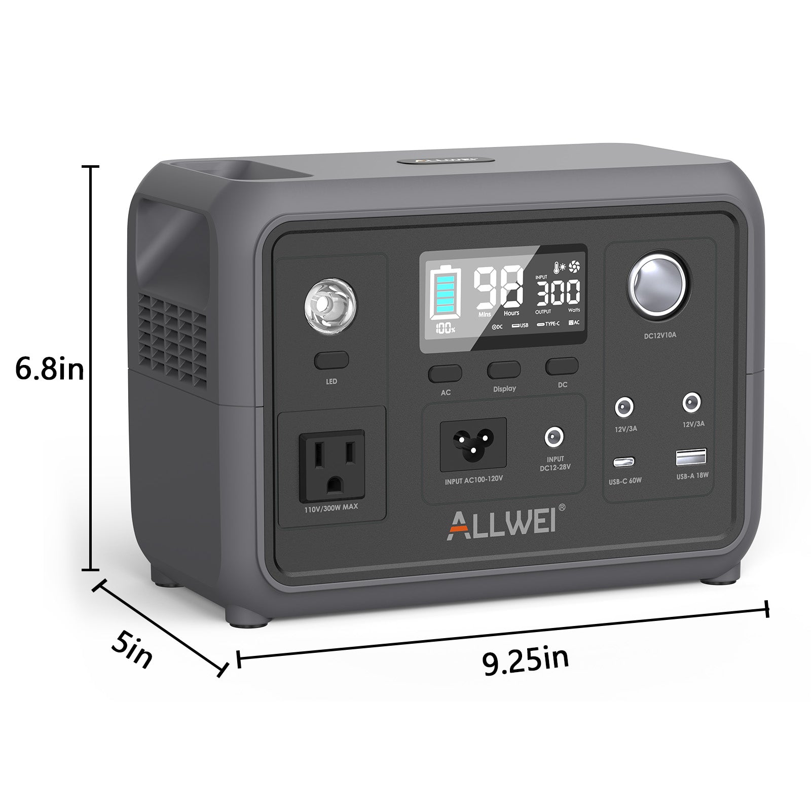 ALLWEI PPS300 Portable Power Station with 100W Solar Panel - 300W | 256Wh