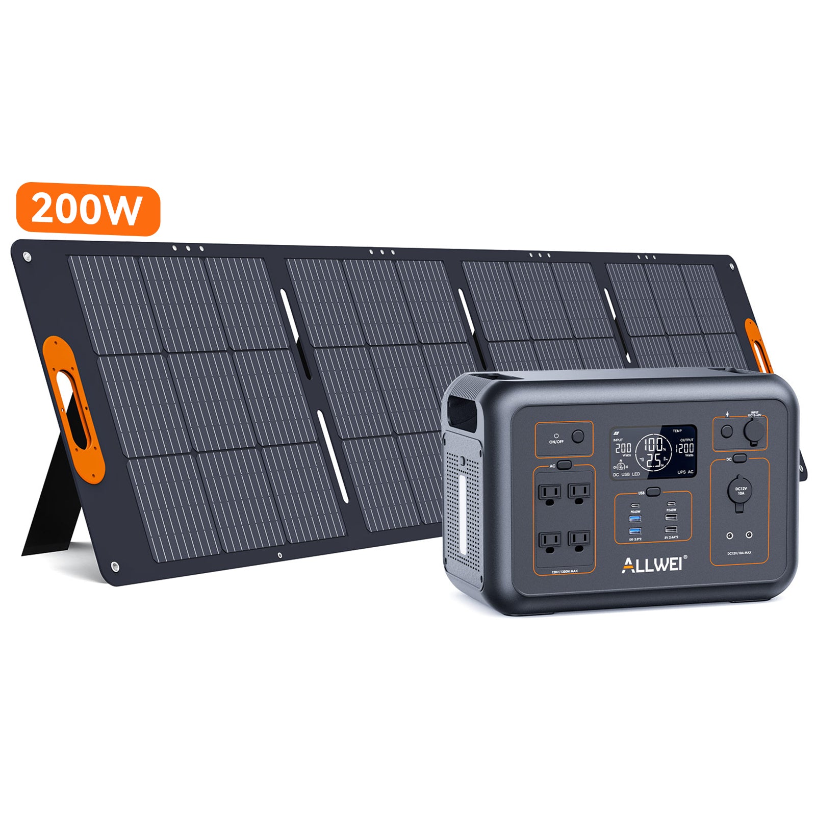 PPS1200 portable power station paired with a 200W solar panel for efficient solar charging