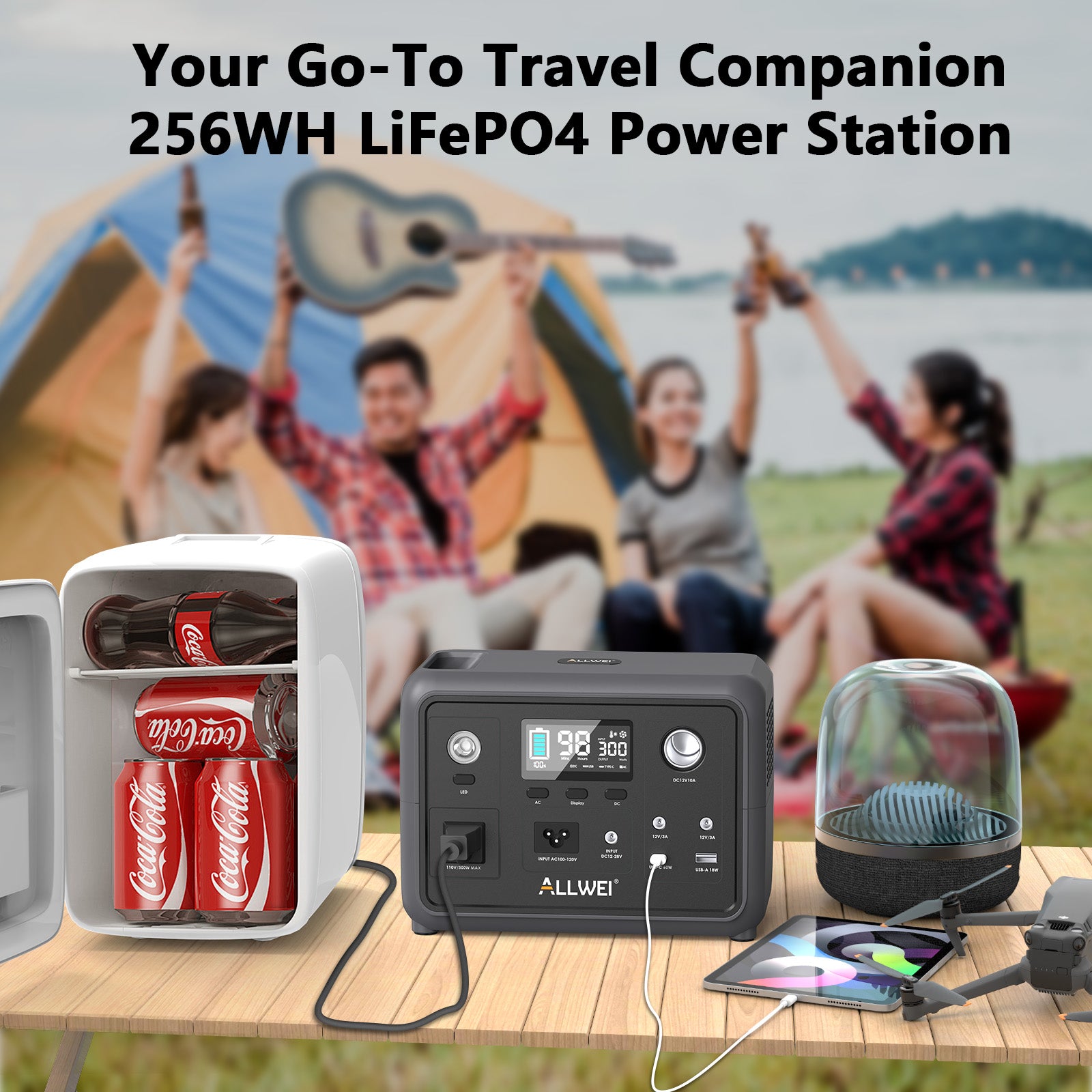 ALLWEI PPS300 Portable Power Station with 100W Solar Panel - 300W | 256Wh
