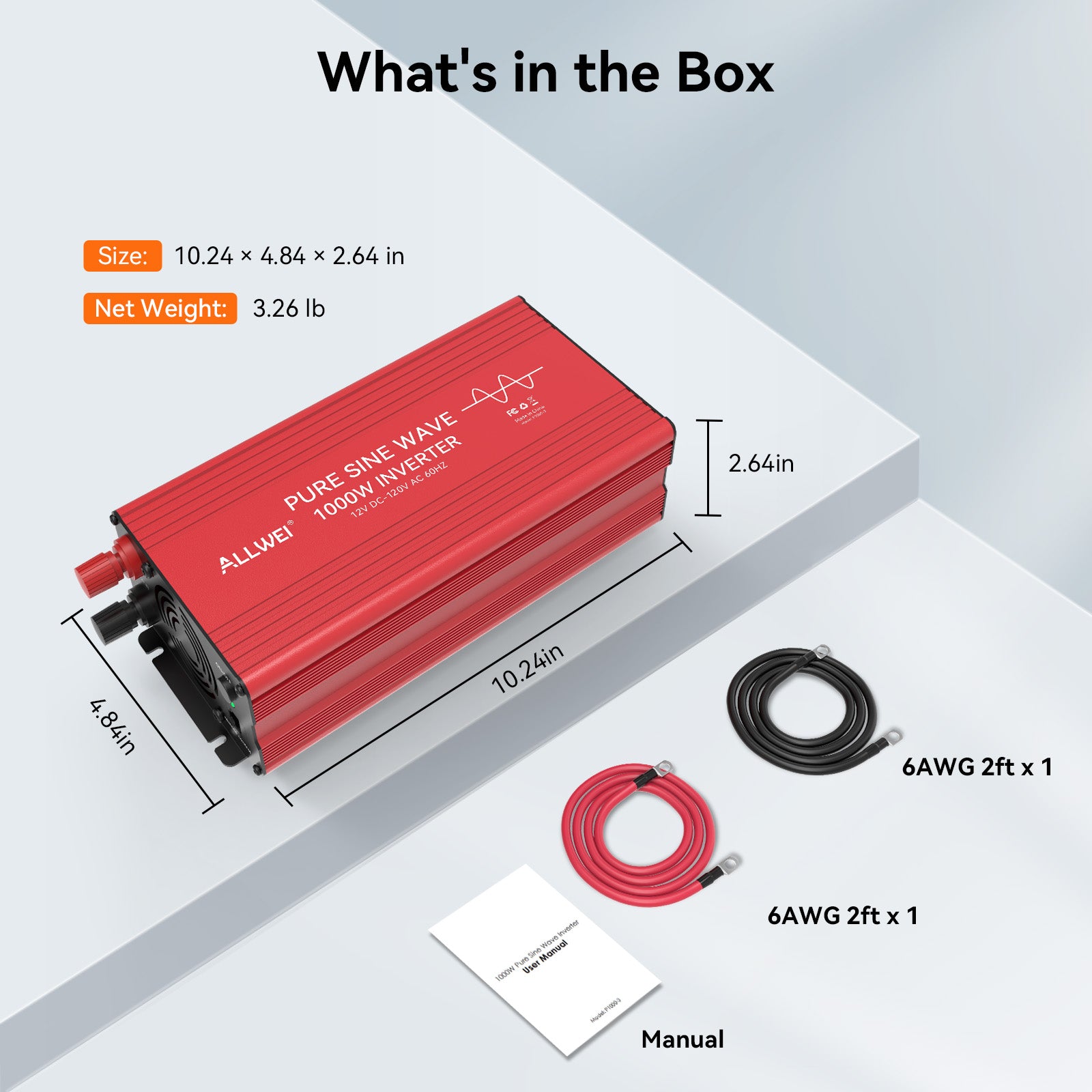 ALLWEI 1000W Pure Sine Wave Inverter 12V to 120V AC