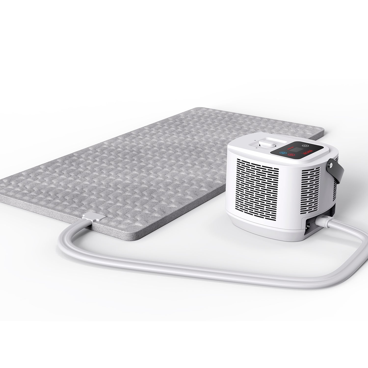 ALLWEI heating and cooling mattress, compatible with PPS2400, featuring 55-115°F adjustable temperature range, 0.9x1.9m size, portable 11 lbs design with handle, ideal for indoor and outdoor use in tents, RVs, and road trips