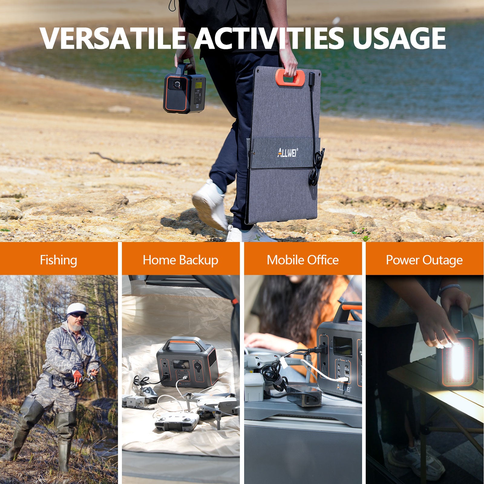 PPS300 portable power station for versatile use: fishing, home backup, mobile office, and power outages