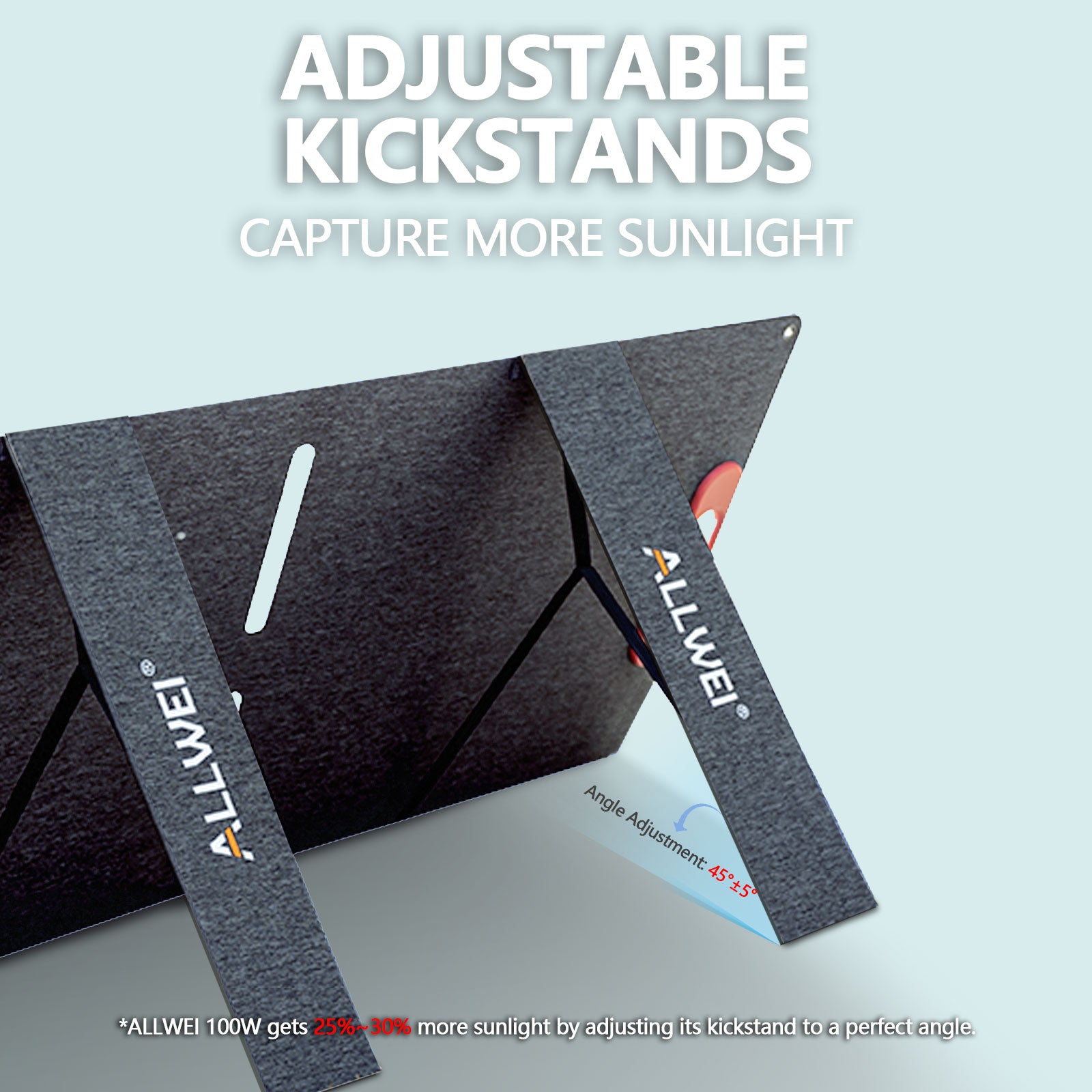 Efficient XY-100 100W solar panel with kickstands for optimal sunlight absorption during outdoor use